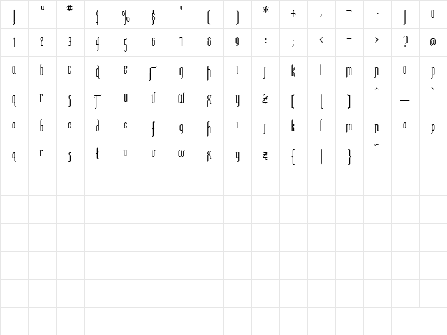 BELGIAN Regular  glyph index