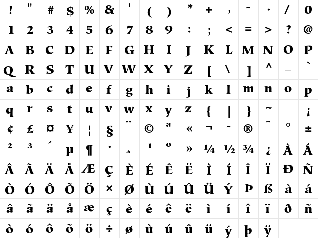 Hiroshige Std Black  glyph index