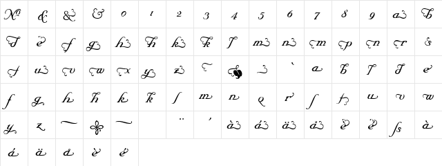 Elegeion Script Alternates Regular  glyph index