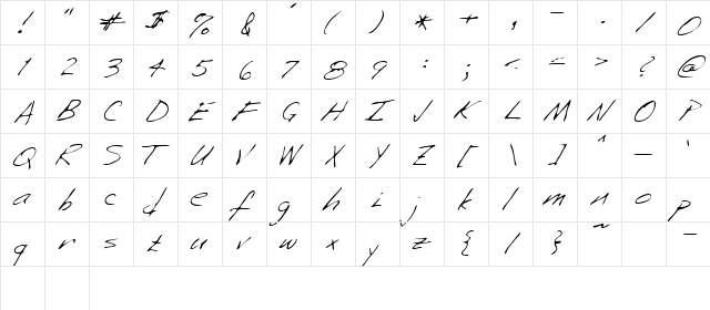 Neenah Regular  glyph index
