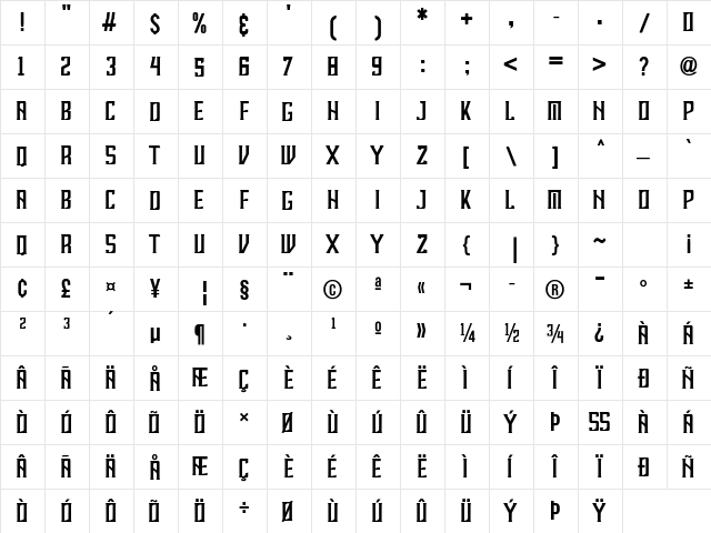 REBAHAN Regular  glyph index