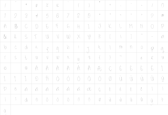 Kidosplay Light Regular  glyph index