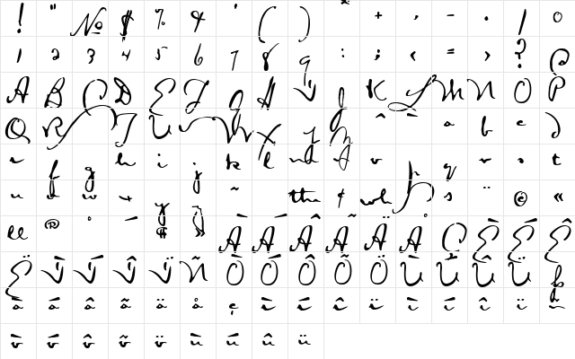 Lanier Regular Regular  glyph index