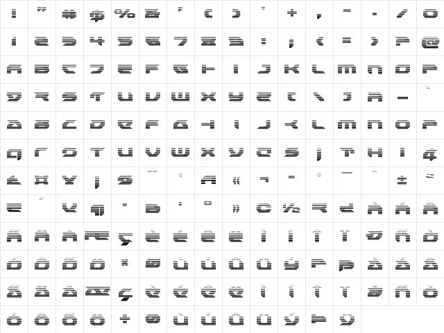 Royal Samurai Gradient Regular  glyph index
