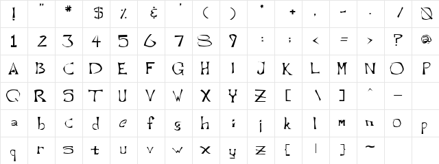 Untitled Regular  glyph index
