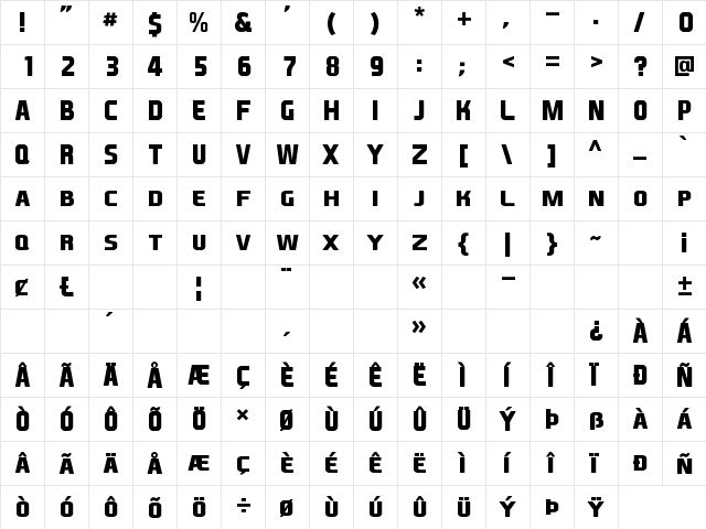 EA Sports Covers SC Bold  glyph index