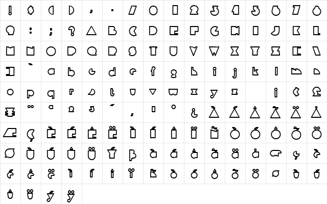 DeltaOutlineSSK Bold  glyph index