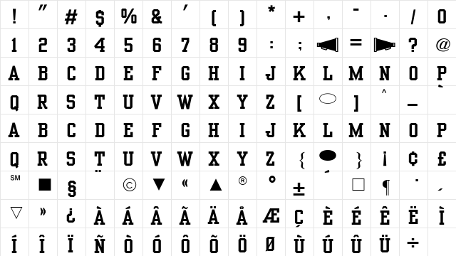 Cg Medium  glyph index