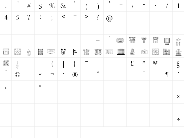 Iconos prado Regular  glyph index
