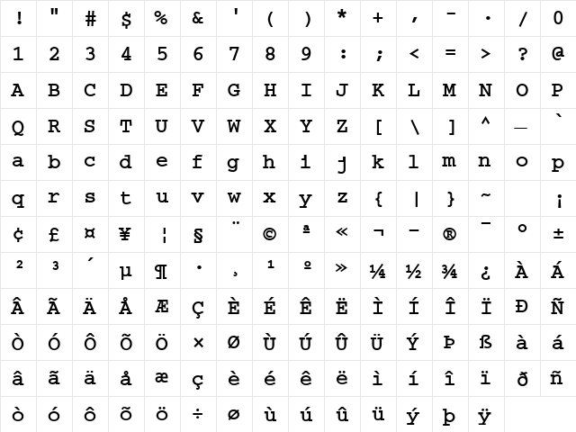 KerusaSSK Bold  glyph index