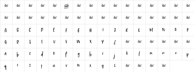 Fishfingers and Chips Demo Regular  glyph index
