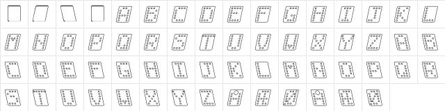 Domino bred kursiv omrids Regular  glyph index