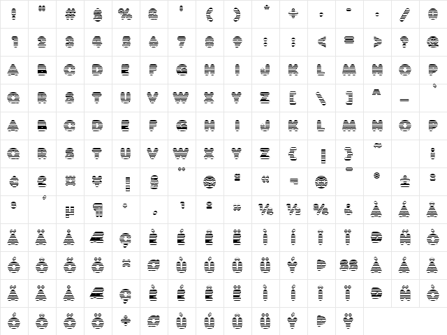 Frankfurter Venetian TT Regular  glyph index