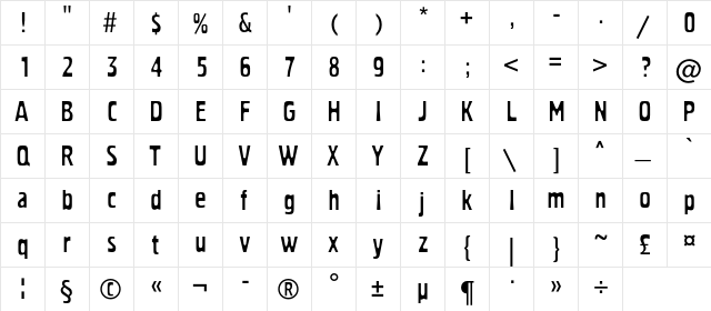 JosephineC Regular  glyph index