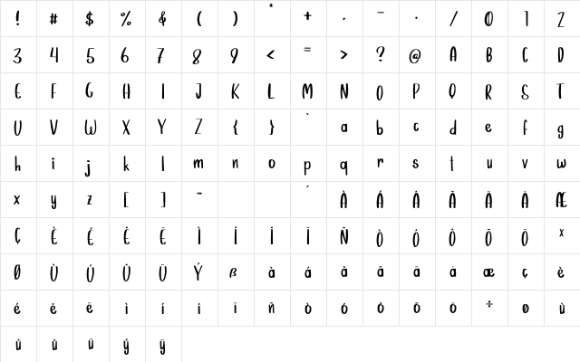 Giraffella Regular  glyph index