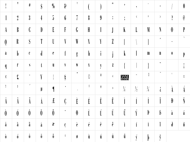 Compass Regular  glyph index