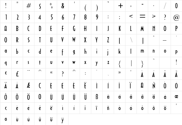 Cabletv Regular  glyph index