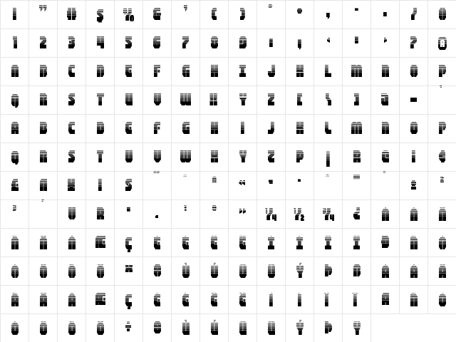 Shogunate Halftone Regular  glyph index