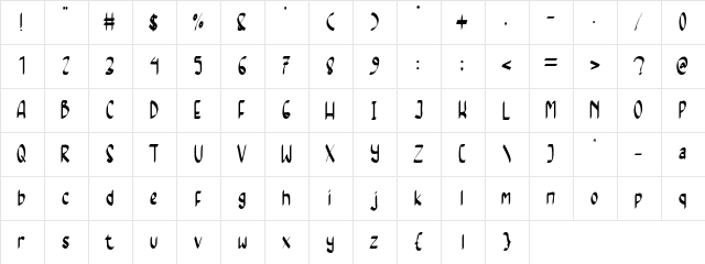 Magnum Saber Regular  glyph index