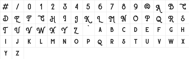 Sherlock Press Personal Use Regular  glyph index