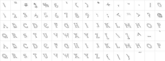 Liberty HollowLeftie Regular  glyph index