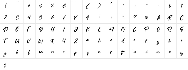 Mother Day Regular  glyph index