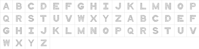 QuiltedStippled Regular  glyph index