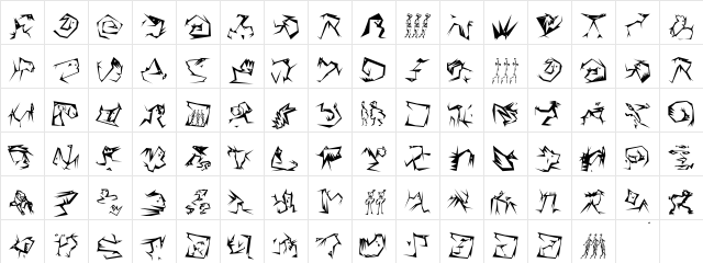 XamStern Regular  glyph index