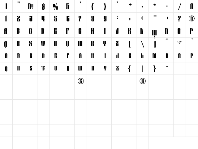 LHFConclave FLAT  glyph index
