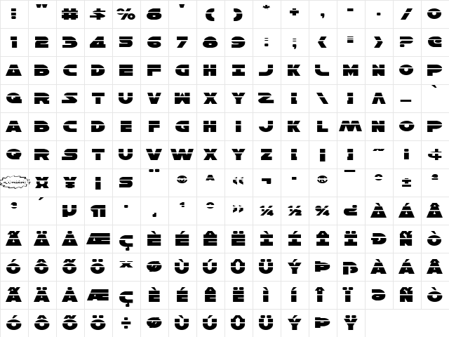 Han Solo Expanded Laser Expanded Laser  glyph index