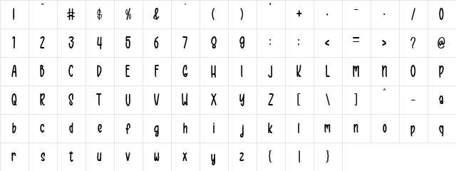 One Shot Regular  glyph index