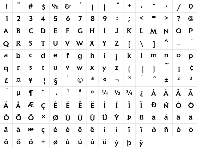 ElanEF Medium  glyph index