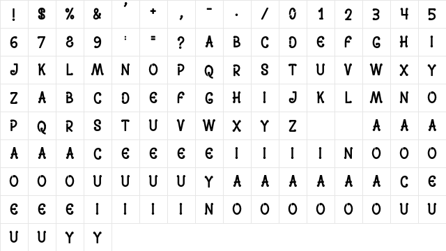 DOOLAN Regular  glyph index