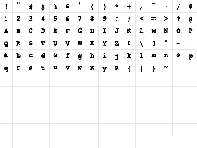CK Typewriter Regular  glyph index