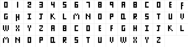 Pixel Letters Regular  glyph index