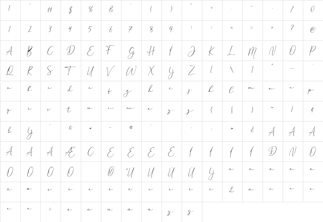 Cherolina Regular  glyph index