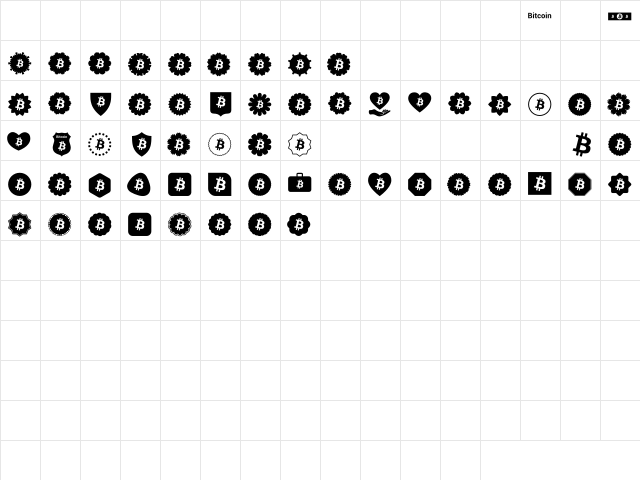 Font Bitcoin Color Regular  glyph index
