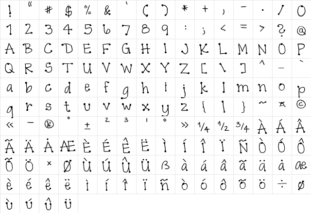 FG Kajsa Black Regular  glyph index