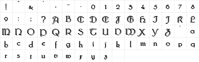 Bridgnorth Blocked Regular  glyph index