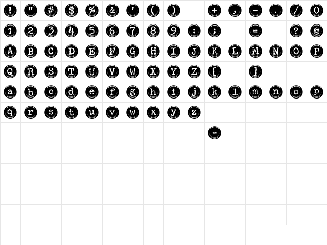 SBC Type Keys Black Regular  glyph index