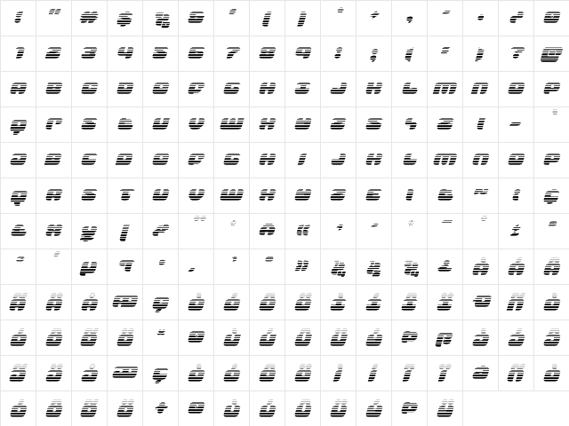 Groovy Smoothie Gradient Italic Italic  glyph index