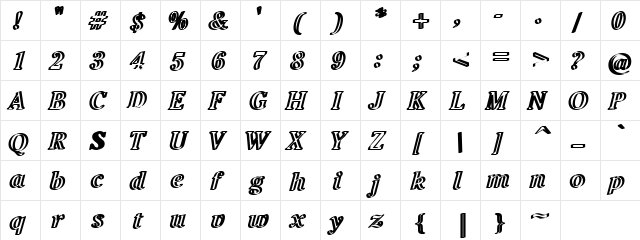 Naza Regular  glyph index