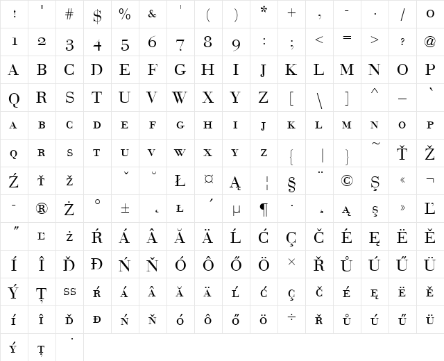 BauerBodSCDEEReg Regular  glyph index
