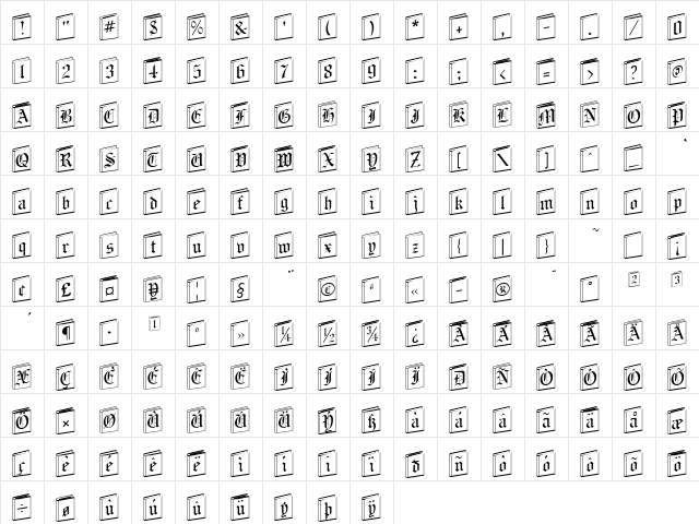 NewLibrary Regular  glyph index