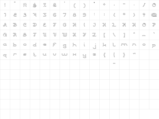 PRIMITIVE HEART-Hollow Regular  glyph index
