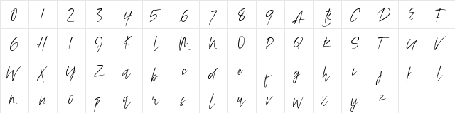 Alamode Regular  glyph index