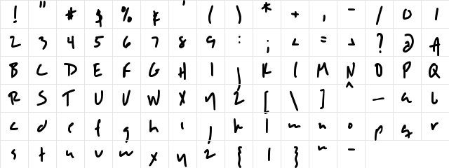 DJB SLOPPYJO Regular  glyph index