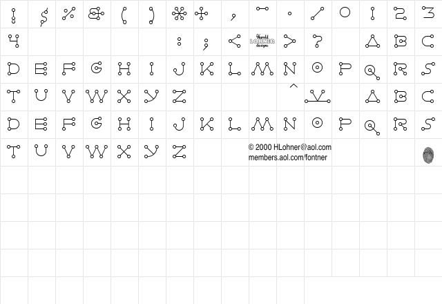 Celestial Alphabet Trial Version  glyph index