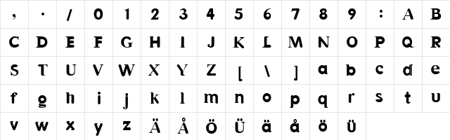 Halvar Regular  glyph index