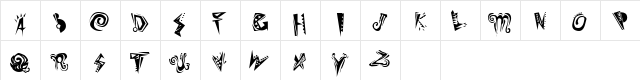 Slumgullion Regular  glyph index
